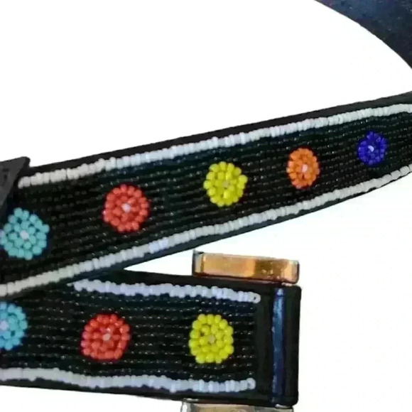 Chico's Womens Leather Floral Beaded M/L Velcro Close Belt. - Picture 5 of 15